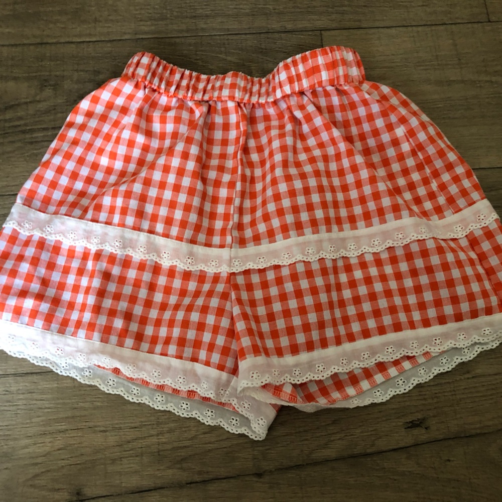 SHEIN 
Orange/white Gingham Women's Shorts